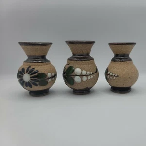 Set Of 3 Tonala Mexico Miniature Vases - Picture 1 of 6