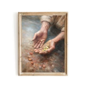 Vintage Gold Rush Paper Poster Prints Wall Art Old Man's Hands Holding Gold Over - Picture 1 of 22