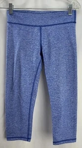Ivivva girls 14 Rhythmic crop tights Sprinkler blue Lululemon Flaw - Picture 1 of 5