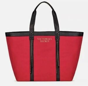 BRAND NEW Victoria’s Secret Tote Bag Large Red with Black Straps