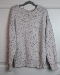 Gap Kids Long Sleeve White Confetti Knit Pullover Sweater Drop Shoulder Sz 10-11 - Picture 1 of 5