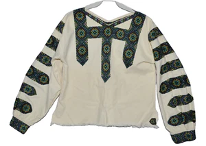 VINTAGE UKRAINIAN HAND STITCHED EMBROIDERED XS S VUSHUVANKA BLOUSE TOP LINEN - Picture 1 of 12