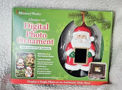 Memory Works Digital Ornament Santa Bonus Frame Year Round Use 50+ Photos In Box - Image 1 of 3
