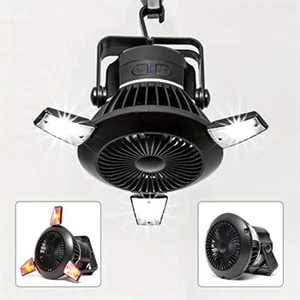 Ventilador de linterna de luz con energía solar portátil plegable recargable lámpara de camping - Imagen 1 de 9