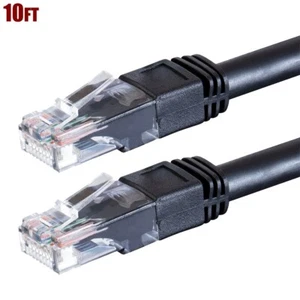 10FT Cat6 RJ45 Outdoor Network LAN Ethernet Patch Cable UTP Copper Wire Black - Picture 1 of 5