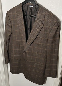 Brioni Nomentano Sport Mantel Herren US 48R braun kariert Wolle 2-Knopf Blazer Italy - Bild 1 von 14