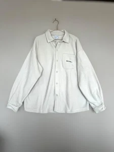 Urban Outfitters Fleece Shacket Shirt Jacket Worker Size L Large Ivory - Picture 1 of 14
