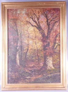 # Listado Firmado Henry Pember Smith Otoño Oscuro Paisaje Óleo sobre Lienzo Pintura - Imagen 1 de 24