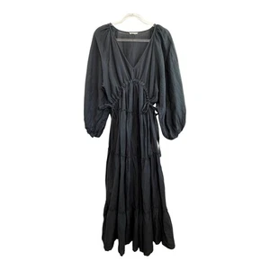 The Shanty Corporation Size L 14 16 Black Linen Blend Balloon Sleeve Dress - Picture 1 of 10