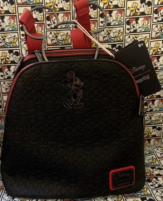 Mini mochila Loungefly Disney Mickey Mouse siluetas grabadas nueva con etiquetas 2025 Foto 1 de 4