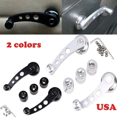 Ventana de manivela de aluminio cromado Billet para 1/4 Hot Chevy manillar Ford Chrysler Foto 1 de 4