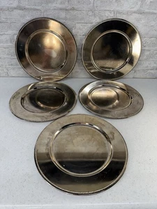 5er Set Pottery Barn Elegant Versilbert Silber Perlen Ladegerät Teller Elegant 13" - Bild 1 von 3