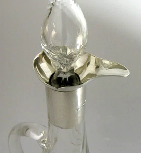 STERLING SILVER TOPPED NOGGIN WHISKY DECANTER JUG 1899 ANTIQUE 326g BARWARE - Picture 1 of 14
