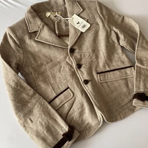 New Hope & Henry Girls Blazer Jacket Size 10 Beige Herringbone Wool Blend - Picture 1 of 5