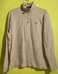 Polo Ralph Lauren Mens Quarter Zip Sweater Size Large Long Sleeve Beige - Picture 1 of 3