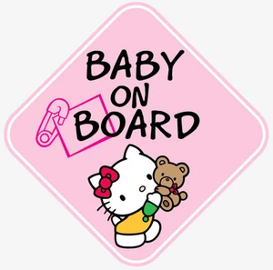 PINK GIRL HELLO KITTY BABY ON BOARD WINDOW DECAL STICKER VINYL GRAPHICS - Bild 1 von 1