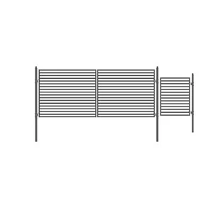 ALEKO Dual Swing Steel Milan Style Driveway Gate 14 ft with Pedestrian Gate - Picture 1 of 10
