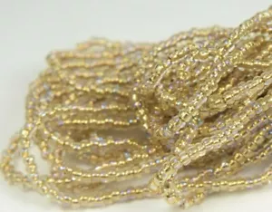 Tschechische kleine Glasperlen Größe 10/0 "GOLD AUSGEKLEIDET KRISTALL IRIS" 1 Hank - Bild 1 von 6