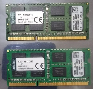 Kingston 16GB 2X8GB DDR3 2RX8 1333MHz PC3-10600S 204pin Laptop Memory RAM Apple - Picture 1 of 1