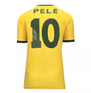 Camiseta deportiva brasileña firmada por Pelé, número 10 con autógrafo - Imagen 1 de 2