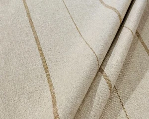 KARAMELL HAFERFLOCKEN "WEIDENHOLZ" FRANZÖSISCHES LANDHAUS GRAINSACK INLETT STREIFEN STOFF - Bild 1 von 7