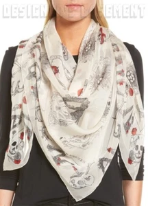 ALEXANDER MCQUEEN ivory SKULL CABINETS silk chiffon 54" scarf NWT Authentic $425 - Picture 1 of 5