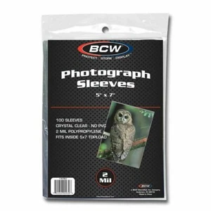 PACK OF 100 BCW 5 x 7 PHOTO 2 MIL SOFT POLY SLEEVES PROTECTORS 5x7 - Picture 1 of 1