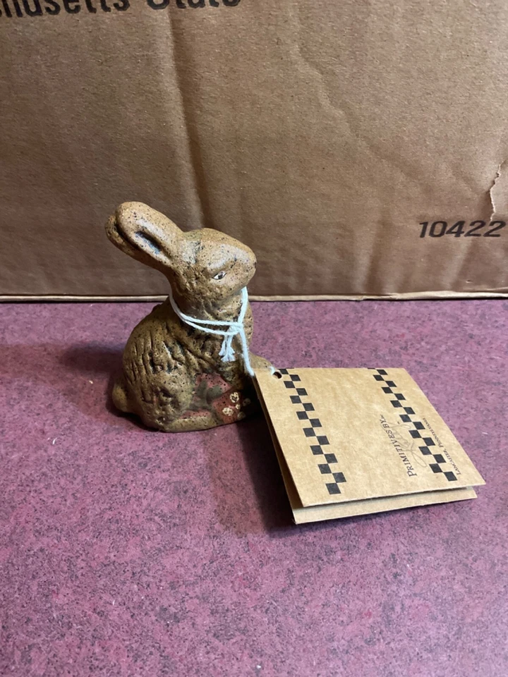 Primitive By Kathy decor vintage  resin Easter Bunny Rabbit brown figurine - Image 1 of 1