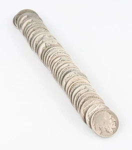 1918 5¢ Buffalo Nickel Roll, G to F Condition, 4-Digit Dates, No Major Problems - Picture 1 of 4