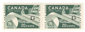Canada: #O45ai 20c Paper Industry High Flying 'G' Official O/P Pair MNH c - Picture 1 of 2