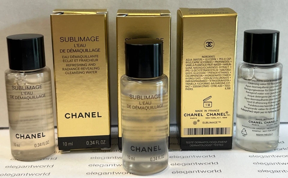 3 X Água de Limpeza CHANEL SUBLIMAGE L'EAU DE DEMAQUILLAGE Tamanho 0,34 oz/10 ml Cada - Imagem 1 de 1