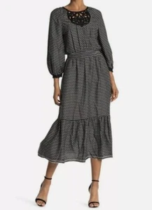 NWT Max Studio Printed Flounce Hem Maxi Dress Black / White Heart Sz Small $158 - Picture 1 of 11