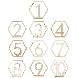 10pcs 1-10 Wooden Table Numbers Wedding Table Numbers with Holder Base Wooden... - Picture 1 of 7