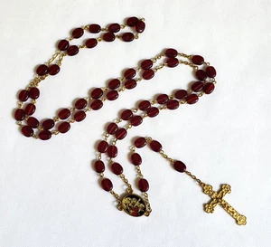 Rosario Cattolico Terzio Millennio Perline Rosse Made in Italy Graymoor - Foto 1 di 4