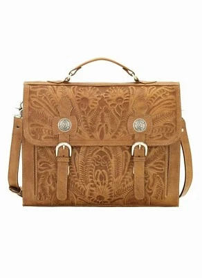 Maletín para computadora portátil American West Stagecoach de cuero con múltiples compartimentos Foto 1 de 4