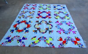 Vintage hausgemachtes Drunkards Path unvollendetes Quilt-Top, wunderschön - Bild 1 von 6