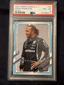 2021 Topps Formula 1 Lewis Hamilton Mercedes Aqua /199 #40 PSA 8 NM-MT FREE SHIP - Picture 1 of 7