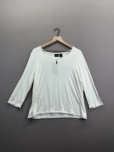 Hillard&Handson Womens White T-Shirt Long Sleeve Scoop Neck Size XL - Picture 1 of 11