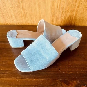 Tony Bianco Mule Shoe Womens Size 7 37 Blue Grey Suede Mid Heel - Picture 1 of 13