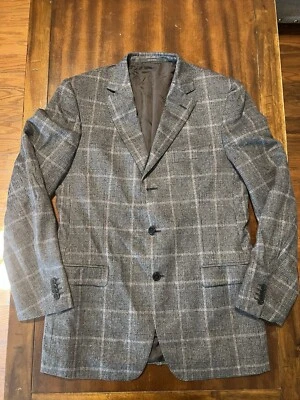 Ermenegildo Zegna Suit Blazer Mens 45L 3-Button 100% Wool Gray Plaid READ DESCRI - Image 1 of 4