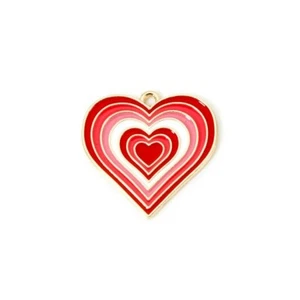 5 Stunning Brightly Coloured Love Heart Shaped Gold Tone Pendants - Picture 1 of 1