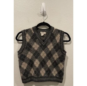 J.CREW Grey Beige V-Neck Whool Sweater Vest Size M - Picture 1 of 3