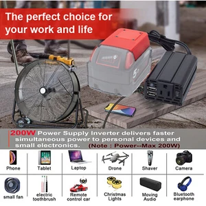 Power Inverter AC Outlet Adapter For Milwaukee 18V Battery DC 18V To 110V AC - Picture 1 of 11