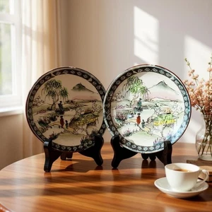 Antique Nippon Hand Painted Porcelain Plates 5.75" Scenic Landscape Torii Mark - Picture 1 of 7