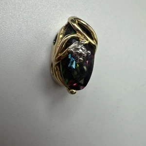 Richard Klein KLJCI 14K Mystic Topaz And Diamond Slide Bracelet Charm 2.2g - Picture 1 of 6