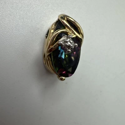 Richard Klein KLJCI 14K Mystic Topaz And Diamond Slide Bracelet Charm 2.2g - Image 1 of 4