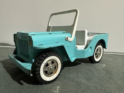 Tonka Jeep Aqua Color, 1960’s Overall Really Nice Needs String & Hook - Image 1 of 4