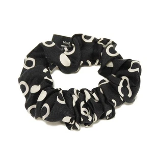 RARE CHANEL Coco Mark Dot Scrunchie Silk Black & White Hair Accessory Women Auth - Picture 1 of 7