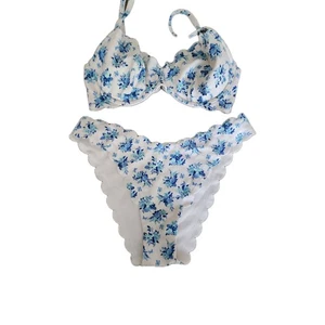 Suite de baño Victoria Secret azul y blanco descarada de dos piezas 36 D grande - Imagen 1 de 6