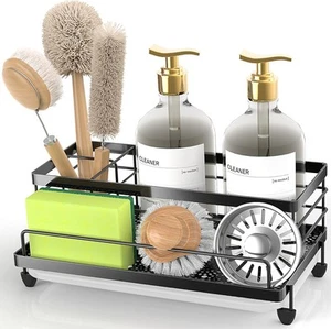 Cisily Black Sponge Holder for Kitchen, Sink Caddy black, - Picture 1 of 7